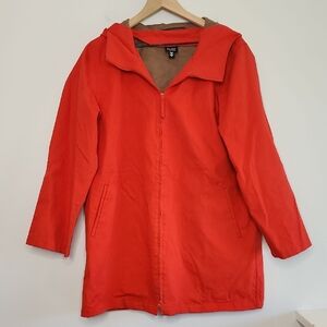 Eileen Fisher Vibrant Red/Orange Rain Coat Size Small
